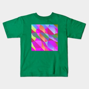 Pink Blue Green Swirled Colorful Flame Abstract Pattern Kids T-Shirt